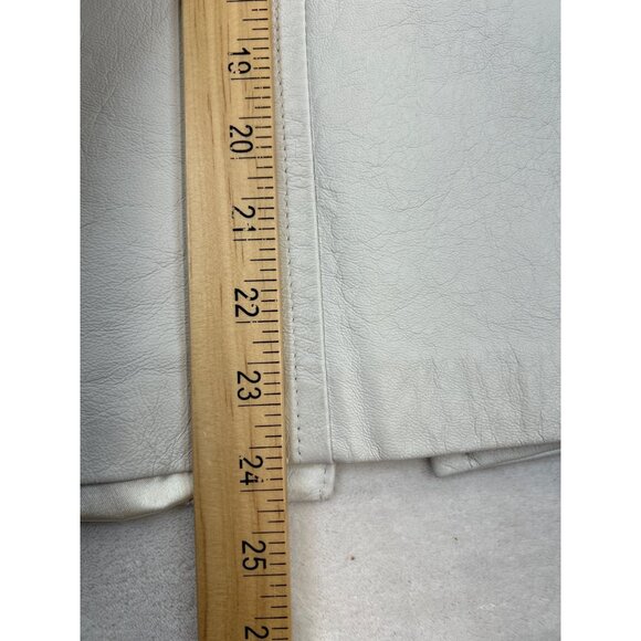 The Leather Factory Skirt Womens 7/8 White Leather Lined Midi Made in USA - Picture 8 of 9